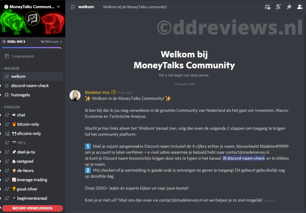MoneyTalks Community Inhoud