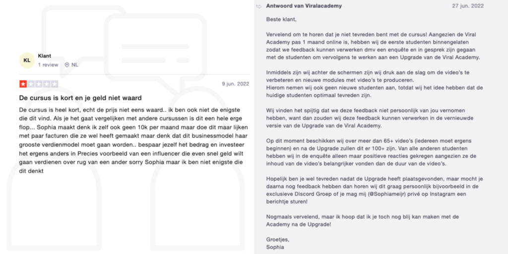 Viral Academy ervaring negatief