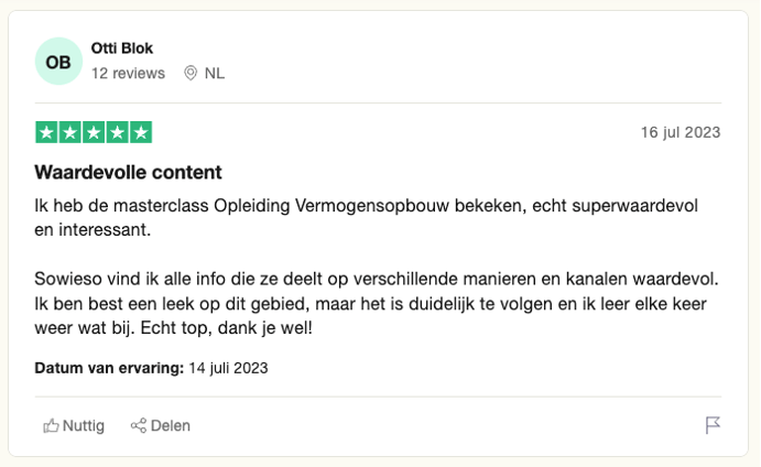 Madelon vos review Opleiding Bouw, Beheer & Beschermd Vermogen